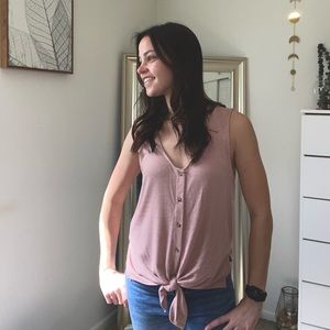 Pink Lily button tie cotton tank